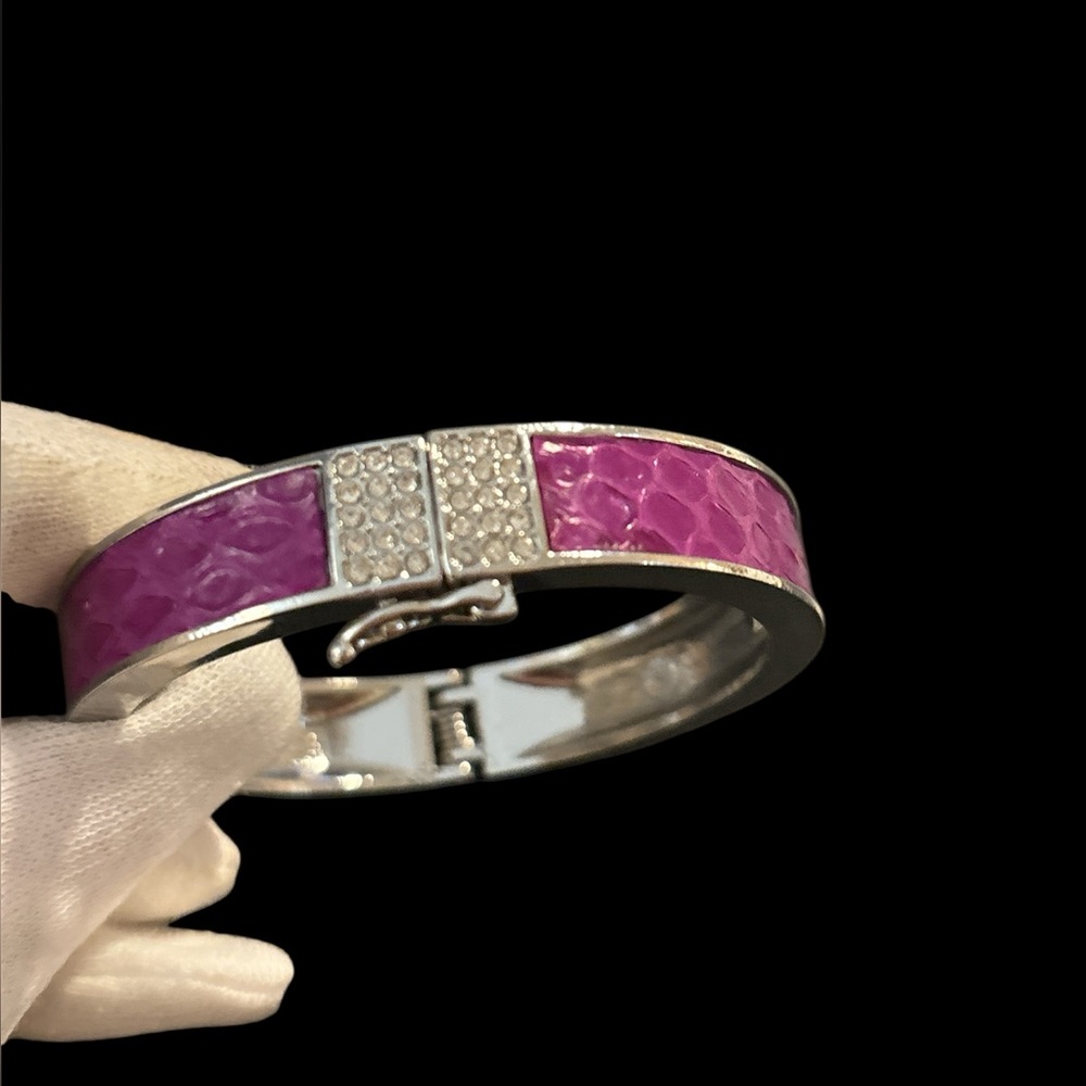Ann Taylor silver tone / purple faux leather bracelet